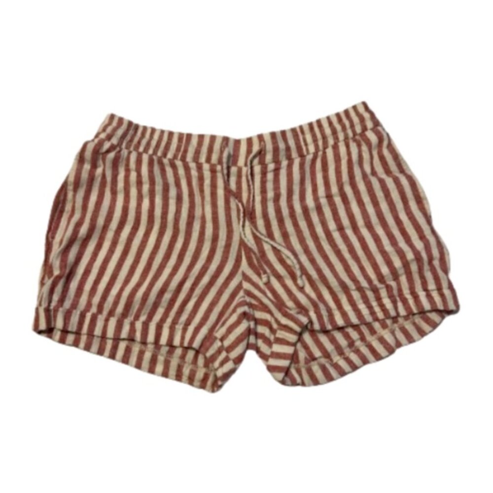 Old Navy Pink and White Linen Drawstring Shorts
